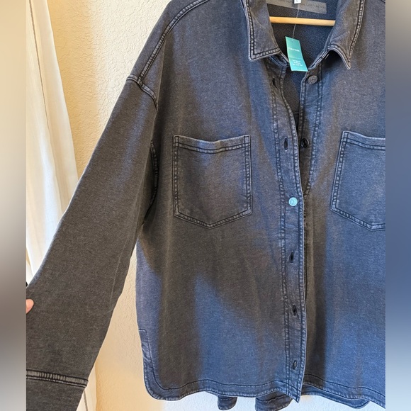 Maurices Charcoal Washed Denim Oversized Shacket size L - Picture 6 of 8